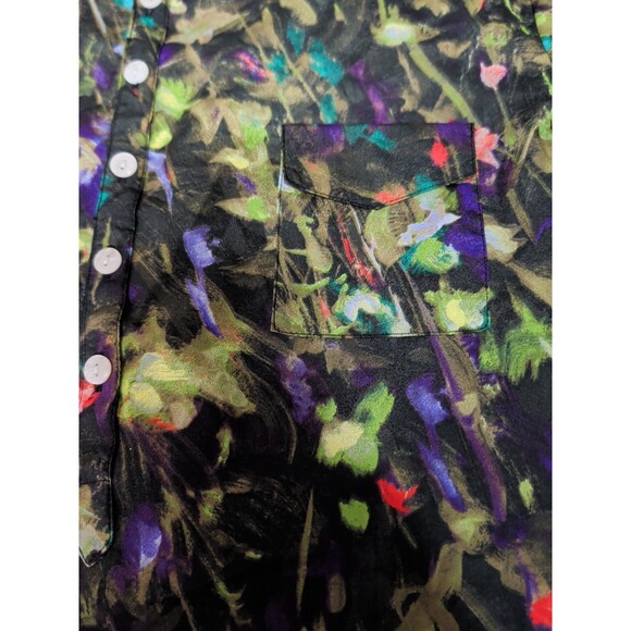 J.Crew Women M Abstract Floral Flutter Sleeve Button Front Blouse Scoop Neck - Picture 6 of 11